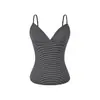Camisola Sexy de Rayas con Cuello en V para Chica Atractiva 2026 Verano Nuevo Elegante Versátil Ajustado Top Corto Básico