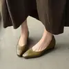 Zapatos de mujer de estilo minimalista con punta cuadrada y que aumentan la altura, de corte bajo, piel genuina, superficie suave, para primavera y otoño, zapatos de trabajo