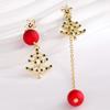 Pendientes largos con colgante de perla y estrella asimétrica con forma de árbol de Navidad 2023, nuevos pendientes de nicho para mujer de otoño e invierno.
