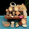 Cesta de Bambú Hecha a Mano, Bandeja de Té para el Hogar, Cesta de Frutas, Bandeja para Pasteles, Cesta Pequeña de Bambú Creativa, Cesta de Bambú para Bodas