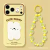 Estojo de pulseira com pingente de cachorrinho adequado para Apple 17 Pro Max, iPhone 15 silicone, 16 janela grande, 14 anti-queda