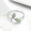 Pulseira Estilo Coreano Estilo Fresco Simples Moda Personalizada Artística Folha Verde Clara Anel Ajustável Anel