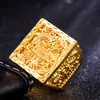 Anillo Doble Capa Estilo Águila Dorado Arena Vietnamita para Hombre, Cobre Ecológico Chapado en Oro Real, Anillo para Hombre, Joyería de Boda para Mujer