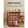 Expositor de prateleiras multi-camadas de bambu nano porta-chá novo estilo chinês de chão expositor de enfeites de folhas de chá pequeno armário de chá