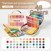 Marcadores acrílicos de punta suave líquida transfronterizos directos para uso artístico estudiantil, 84 colores, 60 colores, bolígrafos de pintura opacos y mezclables