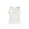 Colete sem mangas decorado com laço de camada dupla para meninas, decote redondo, slim fit, base curta, top pequeno