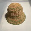 Nuevo Sombrero de Pescador Tejido a Crochet Hecho a Mano Estilo Coreano Combinación de Colores para Mujer Primavera y Verano Diseño Hueco Transpirable Versátil Casual
