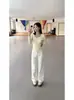 Jeans Blancos de Estilo Coreano con Caída para Tallas Grandes para Mujer, Versátiles y Adelgazantes, Pantalones de Pierna Recta de Moda y Elegantes, Tendencia