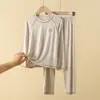 Pijama de Modal para Niños Primavera y Otoño Conjunto Delgado de Ropa Interior para Niños Mayores Ropa de Casa Conjunto de Ropa Interior Térmica para Niños