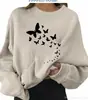 Sudadera Nueva de Estilo Europeo y Americano para Otoño e Invierno, Sudadera de Manga Larga con Estampado de Moda, Holgada, Cuello Redondo, en Gris Oscuro y Caqui
