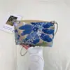 Bolsa envelope feminina de festa floral bordada com lantejoulas, bolsa de ombro, bolsa de axila, streetwear, festa de fim de ano, bolsa pequena quadrada transversal