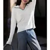 Nuevo Estilo Primavera Temprana 2026 Elegante Jersey de Punto de Moda para Mujer con Diseño Único, Corte Ajustado, Cuello Redondo y Top con Bloques de Color
