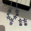 Cluster Abundante de Diamante Roxo! Colar Flor de Zircônia para Mulheres Estilo Fresco de Verão Corrente de Clavícula Joias de Luxo Leve Sentimento de Alta Qualidade Atacado