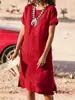 Ropa de mujer transfronteriza, exportación de eBay, vestido con abertura, plisado, Amazon, estilo europeo y americano, cuello redondo, manga corta, para mujeres