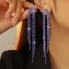 Aretes Largos Elegantes Coreanos, Simples y Versátiles, Aretes Exagerados con Borlas de Pedrería, Aretes Sexy de Club Nocturno para Mujeres