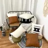 Funda de Cojín Amazon Home Ins Escandinava Trenzada con Borlas Funda de Cojín Lumbar de Cuero Empalmado Estampado