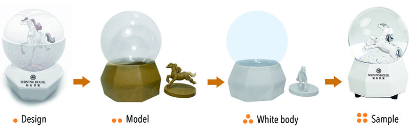 Baptism Souvenirs Music White Angel Wings Snow Globes Baby Angel Figurine Water Globe Rotation Glass Snow Ball