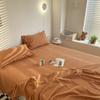 Estilo Ins Algodón Puro Algodón Lavado Sábana de Una Pieza 100% Algodón Color Sólido Dormitorio de Estudiantes Sábana de Una Pieza para Cama Individual