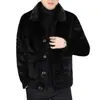 Casaco Jaqueta Masculino de Inverno com Lapela Curta de Alta Qualidade, Solto, Confortável, Reversível, para Meia-Idade e Jovem, Espessado, Mantém o Calor