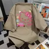 Camiseta de Manga Corta con Estampado Divertido y Lindo de Gatito Dibujado 2026 Verano Nuevo Casual Holgado Estilo Universitario Top