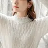 Suéter de punto con cuello semialto estilo francés para mujer, nuevo de otoño 2024, ajuste ceñido, blusa base de encaje