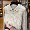 Suéter Casual Clásico de Punto Trenzado para Hombre 2026 Otoño/Invierno Nuevo Estilo Estilo Old Money Cuello Solapa Manga Larga Tejido Grueso Cálido