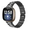 Adecuado para Fitbit versa3 aleación de zinc Correa de Diamantes versa4 tres cuentas reloj de diamantes completos correa de acero