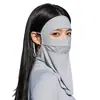 Mascarilla facial de protección solar para ciclismo y conducción para mujeres en verano, mascarilla de seda helada de protección UV para toda la cara con protección para el cuello, cubierta integrada para cuello y cara