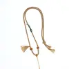 Corda de algodão esfregada à mão estilo tibetano passando por conta Dzi cordão para pendurar pingente de ouro Tangka cordão de corrente para clavícula trançado à mão