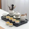 Lujo Ligero de Gama Alta Horno Ru Juego de Té Kung Fu para el Hogar Cerámica China Tetera Taza de Té Bandeja de Té Pequeña Juego de Regalo