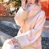 Roto como Jade Blanco como la Nieve, Nuevo Abrigo Estilo Chino con Forro de Piel de Conejo y Cuello de Zorro, Chaqueta Gruesa Jacquard Estilo Nacional