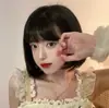Moda Coreana Red de Internet Flequillo al Aire Estudiante Cabello Esponjoso Pelo Corto Reparación Facial Diario Peluca de Cabeza Bobo Casco