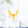 Collar de cadena para clavícula con flores arenosas de oro antiguo de larga duración como flores de borla de brocado, estilo chino nuevo para mujer