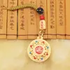 Pingente Chaveiro Bússola Oito Tesouros Corrente Nacional Amarelo Pingente de Ornamentos Jambhala Pingente de Corda Trançada Chinesa Feito à Mão Cabacinha Cinco Imperadores