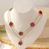 Moda Creativa Europea y Americana Nuevo Conjunto de Collar de Flor de Cinco Pétalos Conjunto de Collar de Flor de Cinco Hojas de la Suerte Venta al por Mayor