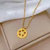 [Acero de titanio de cuerpo completo] flor redonda personalidad estilo minimalista horno de incienso collar de oro real cadena para clavícula de celebridades de la red femenina posadas