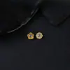 Plata S925 Chapada en Oro de 24 Quilates, Flor Blanca de Cinco Pétalos Luna de Luna, Cara de Anillo de Trébol de Cuatro Hojas, Pulsera, Pendientes, Accesorios para Joyería DIY