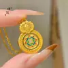 Tienda de Oro Puzuo Mismo Estilo Arena Dorada Accesorios DIY León Dorado Incrustado de Diamantes Colgante Giratorio Cadena para Clavícula Estilo Chino