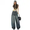 Jeans Anchos Relajados Estilo Retro de Hong Kong Color Naranja Infantil para Mujer, Diseño Plisado Versátil que Alarga la Figura, Pantalones de Pierna Ancha