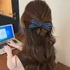 Presilha Banana de Laço em Jeans para Mulheres Presilha Garra para Rabo de Cavalo Alto Presilha para Coque na Parte de Trás da Cabeça Presilha Torcida Presilha Vertical Acessórios de Cabelo de Alta Qualidade