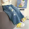 Novedad de Otoño Jeans Bordados con Letra para Niña 2026 Estilo Coreano Pantalones Rectos Escolares para Niña Ropa Infantil de Moda