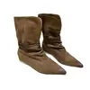 Botas Ocidentais Tamanho Grande Salto Bloco Largo Empilhado 4cm Aumento Interno Altura Moda 2026 Bico Fino Aumento de Altura Outono Inverno