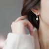 Pendientes de Placa Mosquitera de Perlas Estilo Francés Pendientes Vintage para Mujer Pendientes de Silicona Sin Agujeros en las Orejas Pendientes Oro Champagne de Alta Calidad