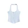 25273-Estilo Europeo y Americano Primavera y Verano 2026 Nuevo Top de Moda Sexy Ajustado sin Hombros Camiseta sin Mangas Ropa de Mujer