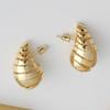 Pendientes Populares de Estilo Europeo y Americano con Patrón Espiral en Forma de C Gota de Agua para Mujer, Pendientes Huecos de Brillo Metálico a la Moda con Agujas de Plata 925