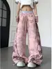 Pantalones deportivos de diseño de letras con cuentas y estampado de leopardo, unisex de corte holgado hasta el suelo, pantalones de verano de marca de moda para hombre