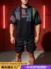 Comercio Exterior Transfronterizo Estilo Hip Hop Americano Pesado Talla Grande Camiseta de Manga Corta para Hombre Letra Grande Media Manga Top Versátil Ropa de Hombre