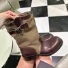 Botas Rider com Efeito Elegante e Emagrecedor, Botas Versáteis de Cano Médio, Botas Femininas Modernas e Fashion, Bloqueio de Cores Retro 2026, Novo Estilo Tendência