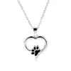 Joyería Transfronteriza Europea y Americana, Collar de Moda con Huella de Patita de Perro, Colgante de Corazón Hueco con Huella de Pie, Suministro Mayorista de Aliexpress