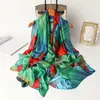 Nuevo Chal de Color Contrastante con Estampado Abstracto para Primavera y Verano Bufanda de Seda Bufanda de Seda Artificial Pañuelo para la Cabeza Versátil Bufanda Larga Brocado Fino Satén